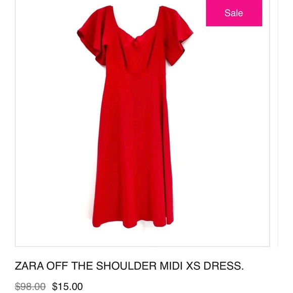 ZARA OFF THE SHOULDER MIDI XS DRESS. - Picture 11 of 11